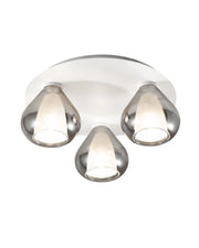 Lila - Lampada da soffitto rotonda d.40cm Fabas Luce - Applique con 3 lampadine led E27 MAX 40W - Fumè