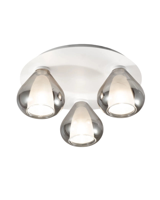 Lila - Lampada da soffitto rotonda d.40cm Fabas Luce - Applique con 3 lampadine led E27 MAX 40W - Fumè