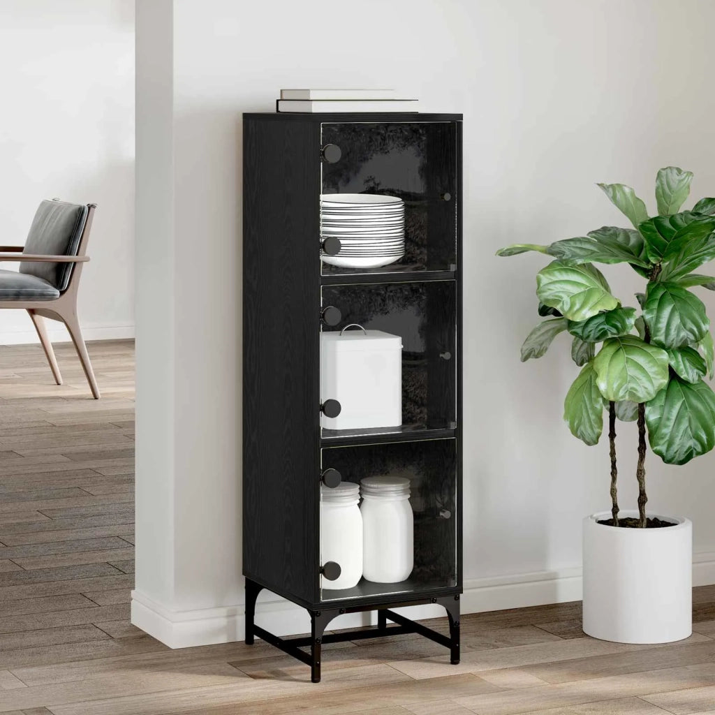 Credenza | Madia | Buffet da pranzo | Armadio da pranzo Rovere Nero 35 x 37 x 117 cm