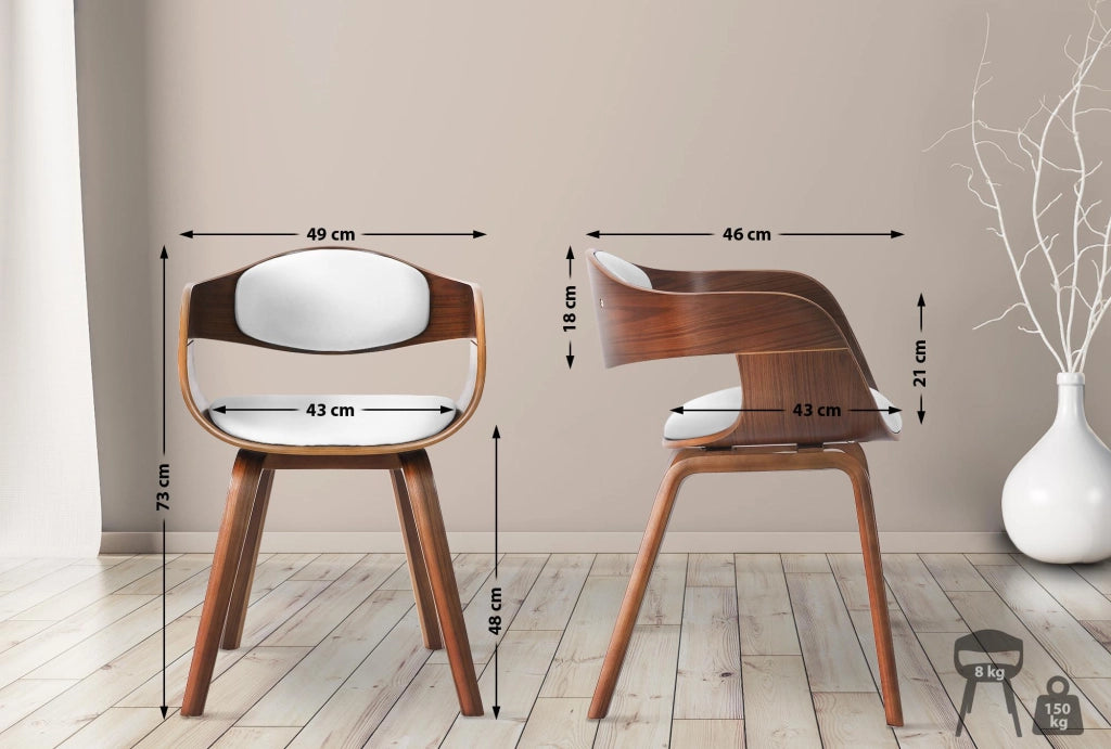 Sedia Kingston in Similpelle Noce/bianco