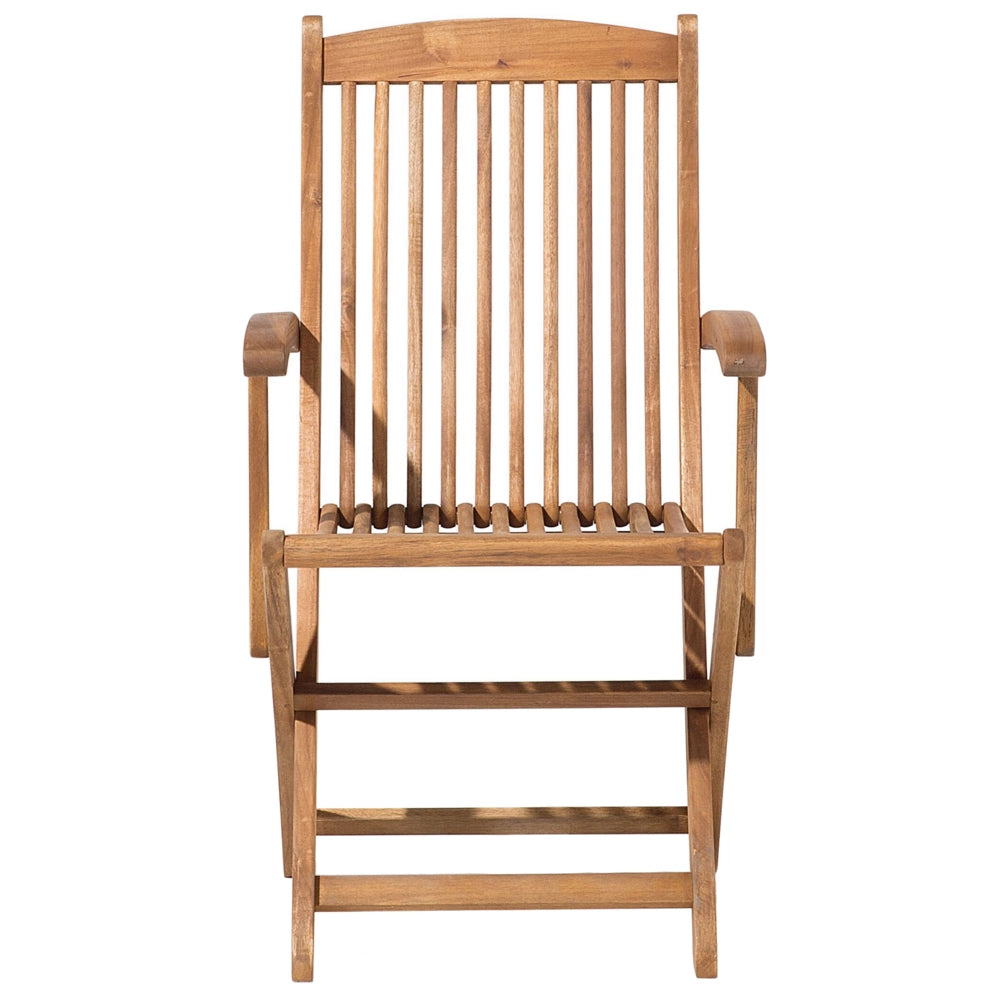 Set di 2 sedie da pranzo da giardino in marrone chiaro con struttura in legno di acacia pieghevole dal design rustico