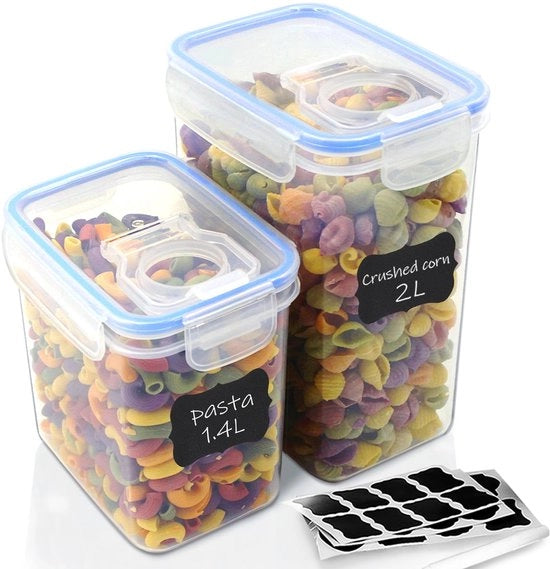 Set di contenitori a chiusura ermetica per la conservazione del cibo e del cibo per animali, 2 contenitori, chiusura universale, impermeabili, BPA liberi, organizzatore di contenitori per la cucina