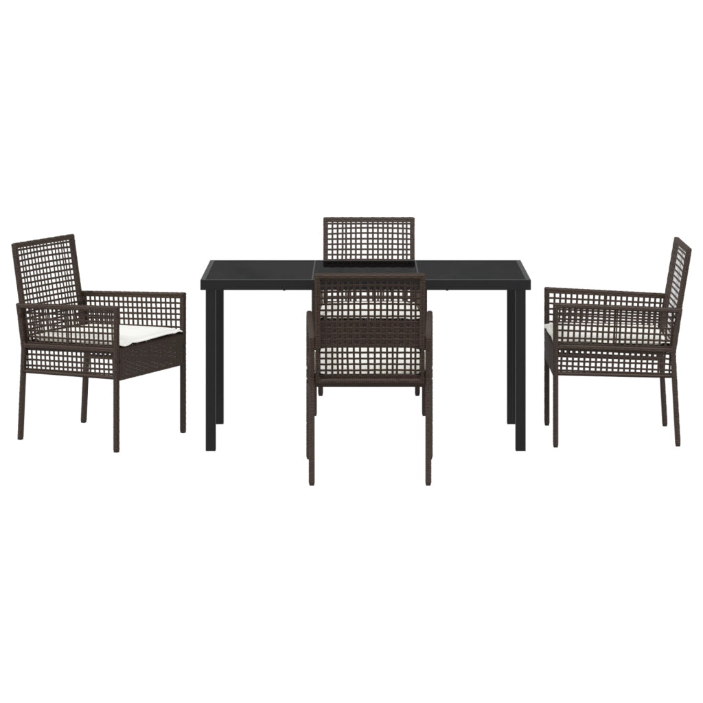 Set Giardino da 5 Pezzi con Cuscini Marrone in Rattan