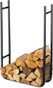 Hood per Hout - Housa per Legna - Ripostiglio per Legna Piccolo - Ripostiglio per Legna con Sostegno in Metallo - Dimensioni 90x60x20 cm - Design semplice - Nero