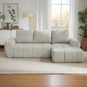 Divano Angolare in Velluto a Coste con Cuscini Estraibili ¨C MINIMAL ¨C Grigio