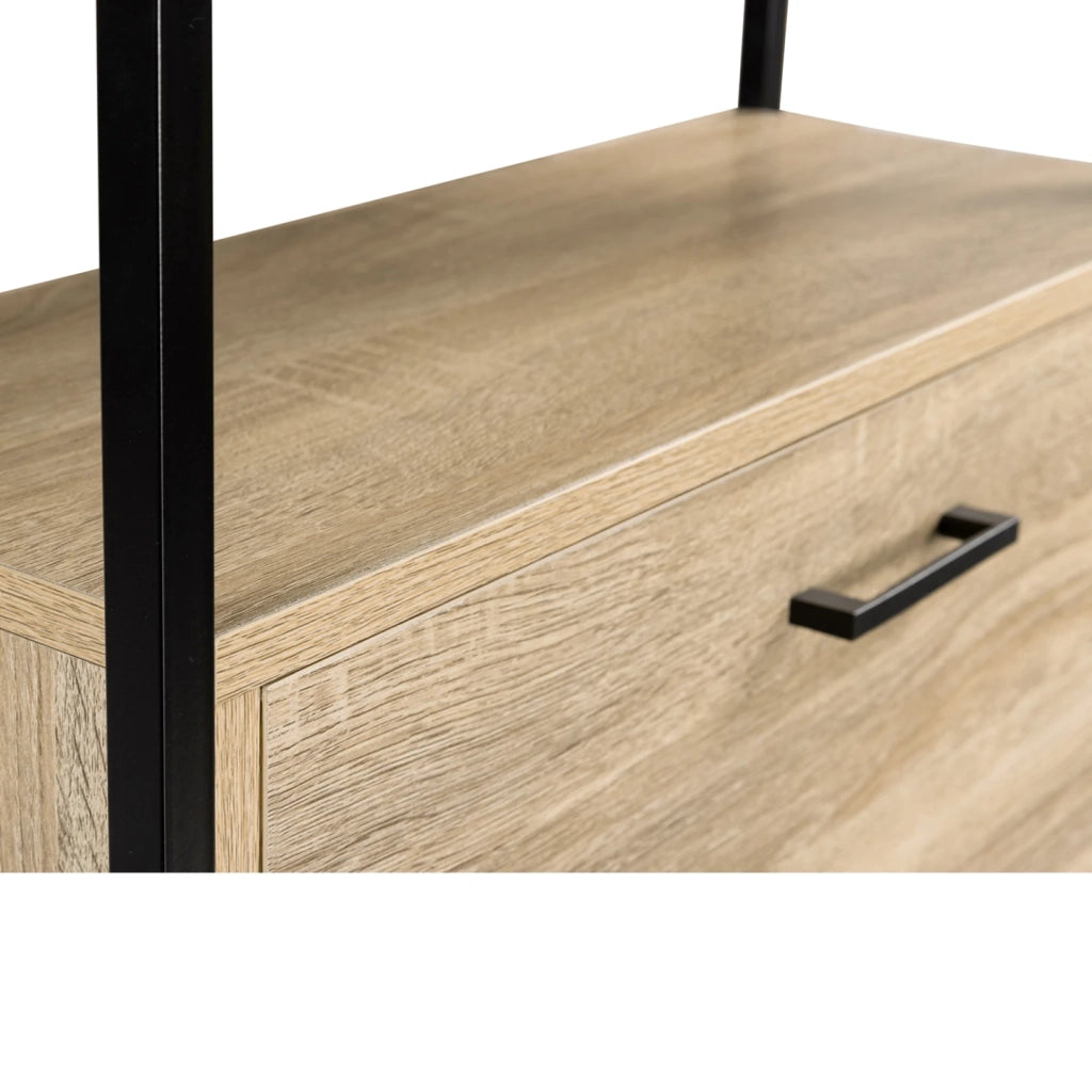 IDMarket - Scarpiera LUIS a 2 ante con ripiano superiore dal design industriale