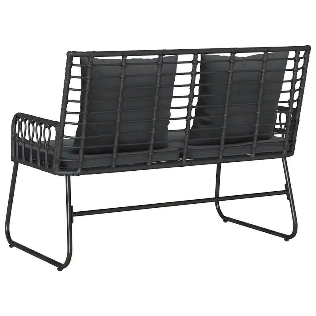 Panchina da giardino Nero e antracite polyrattan