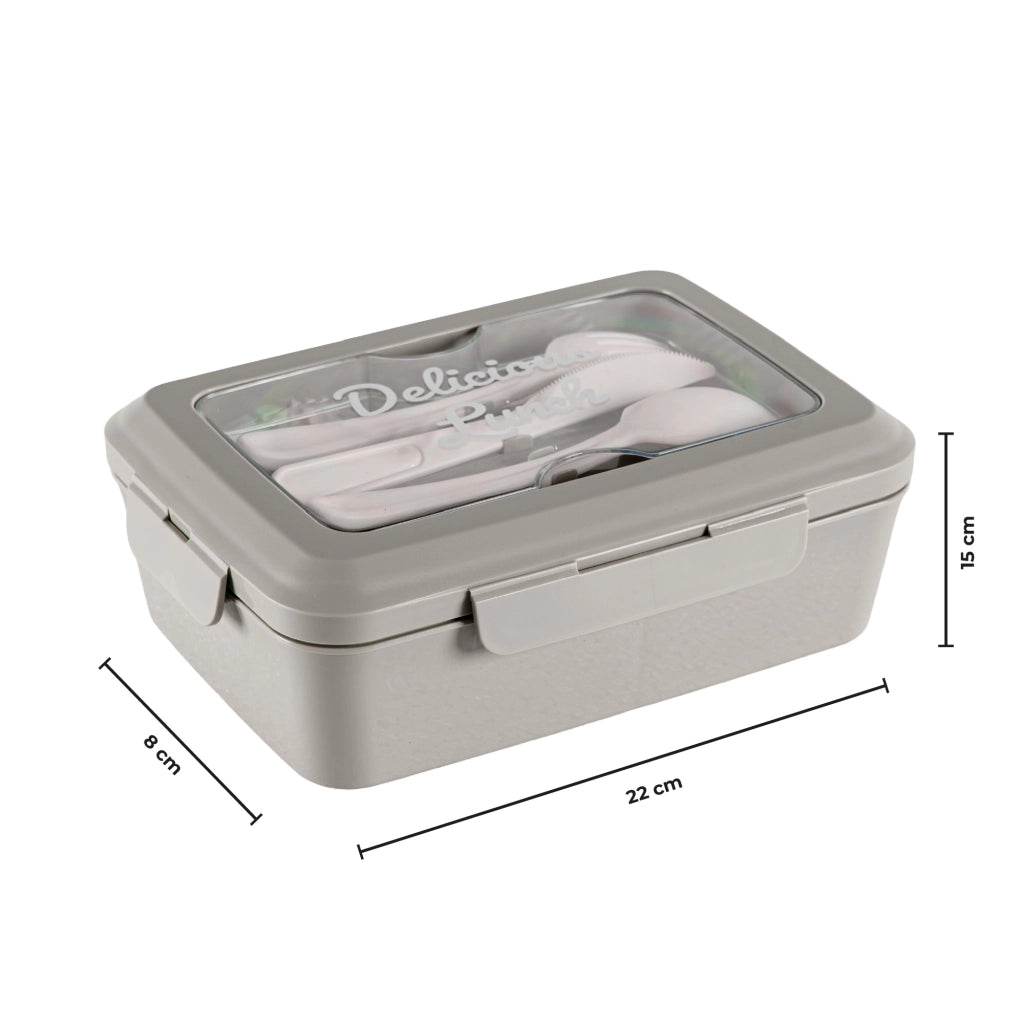 Set 2 Pezzi Lunch Box Porta Pranzo 1300 ml con 3 Posate, Contenitore Ermetico Per Alimenti BPA Free, Utilizzabile in Microonde e Lavastoviglie, Porta Pranzo con 3 Scomparti Grigio