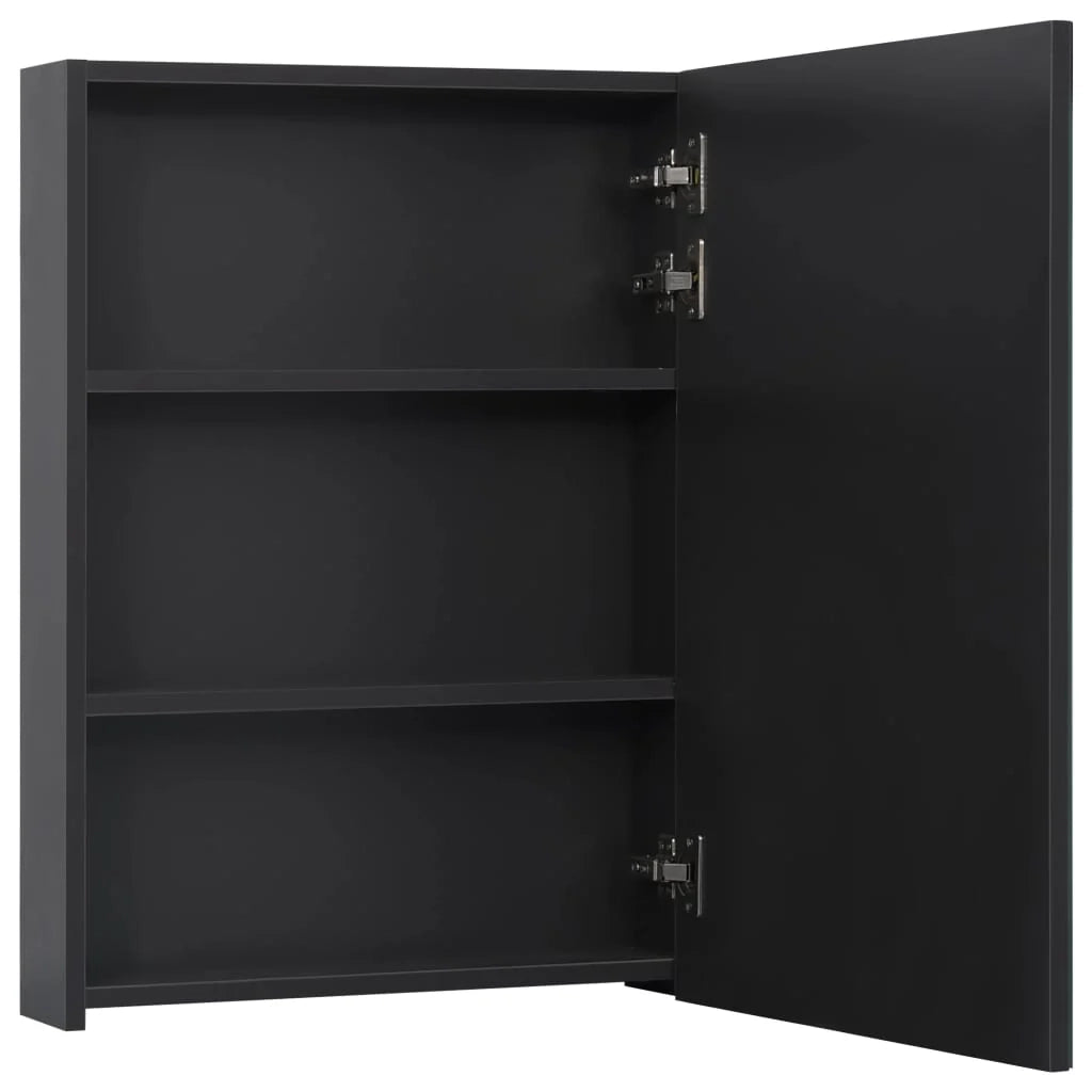 Mobiletto da bagno con specchio LED 50 x 13 x 70 cm MDF nero 02_0006564