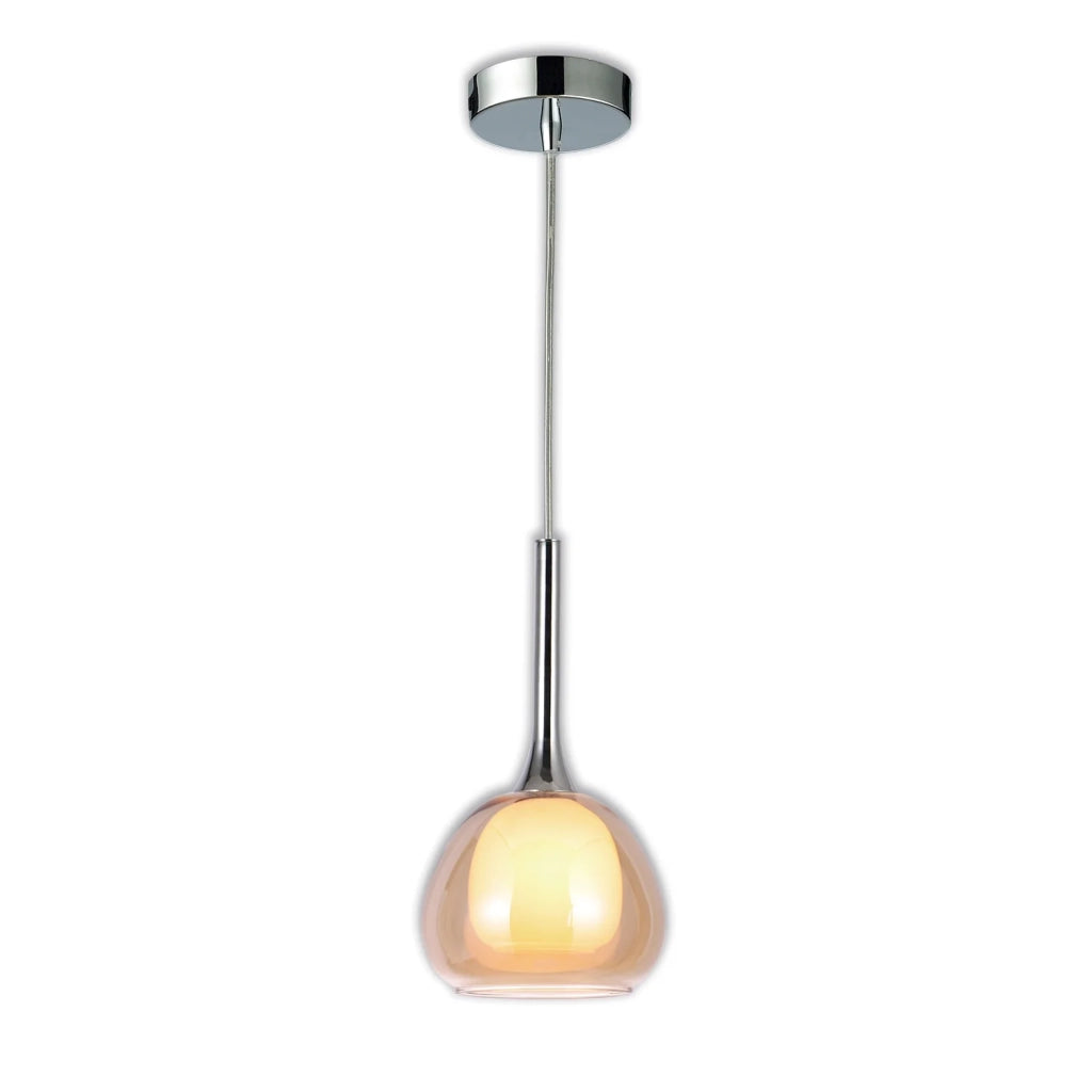 LÚZETE - LAMPADA A SOSPENSIONE 1 LUCE VETRO ESTERNO AMBRA INTERNO BIANCO Ø16,5 NOLINA