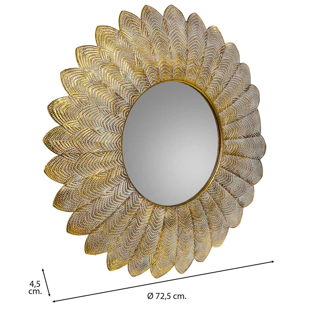Specchio da parete in metallo dorato 72,5x4,5x72,5h