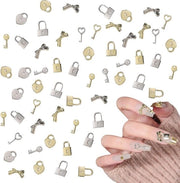 Set di punte per unghie con 60 pezzi, forma a arco, punte in pietre preziose e punte, lega metallica oro argento, decorazioni per manicure per design di unghie, artigianato DIY.