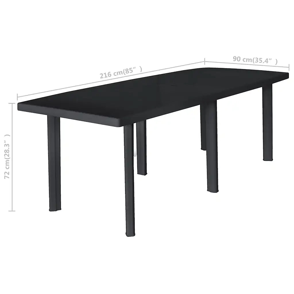Tavolo da Giardino | Tavolino da esterno Antracite 216x90x72 cm in Plastica