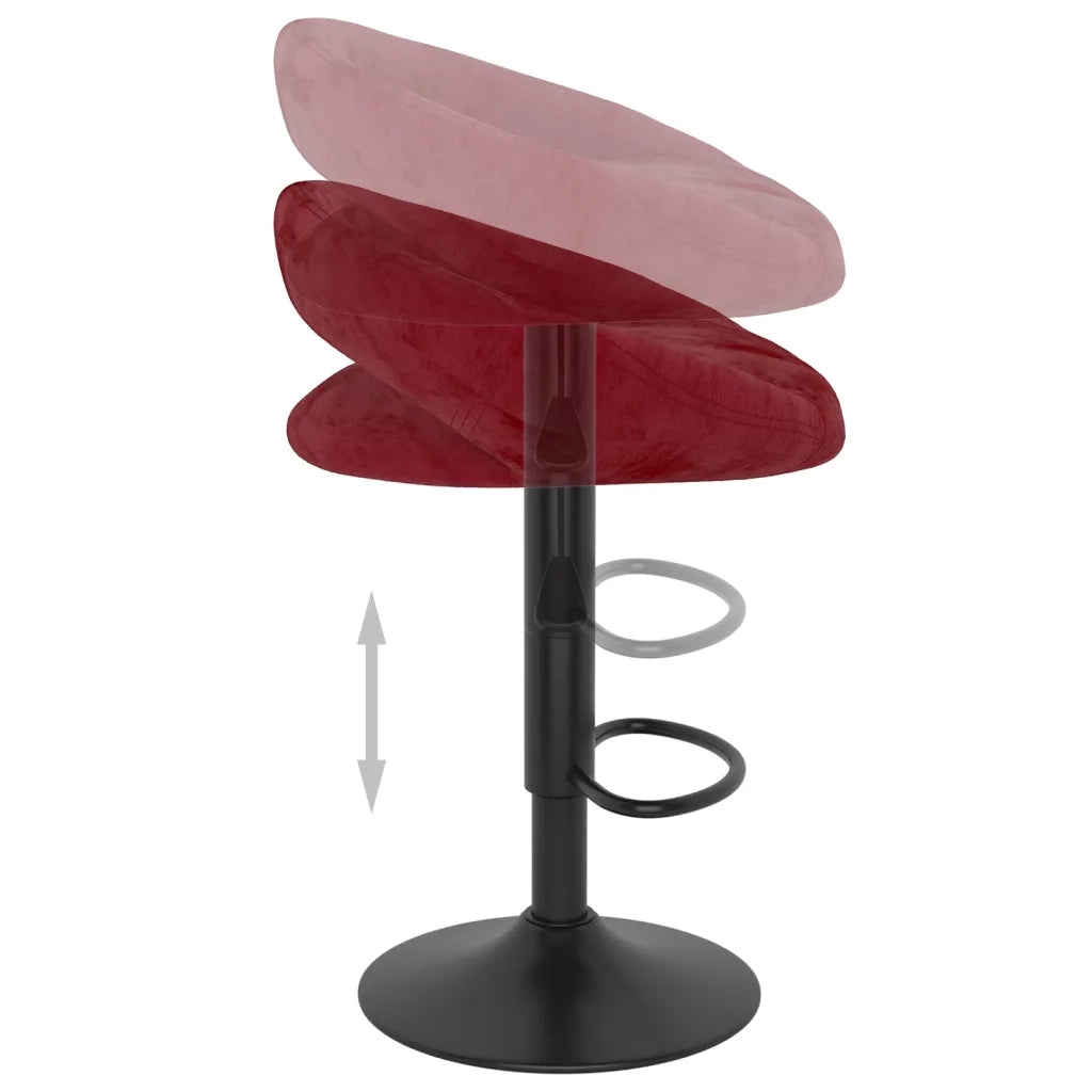 vidaXL Sgabelli da Bar 2 pz Rosso Vino in Velluto