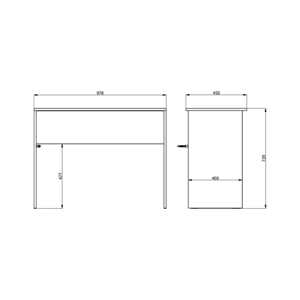 Pichil, Scrivania un Ripiano, 98x45x74h cm Marrone Rovere Nodi