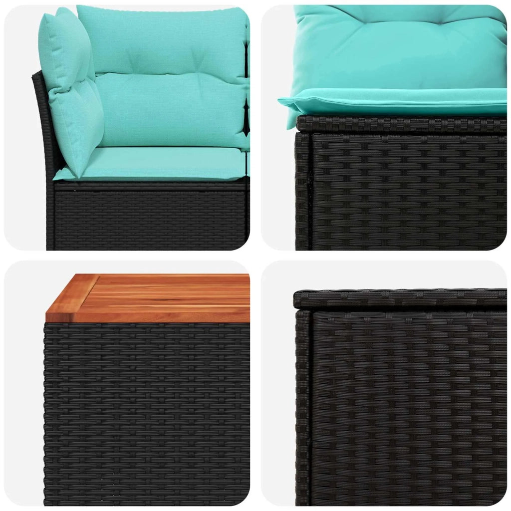 Set di divani 8 pz Nero e Blu Rattan sintetico e Acciaio 3448268
