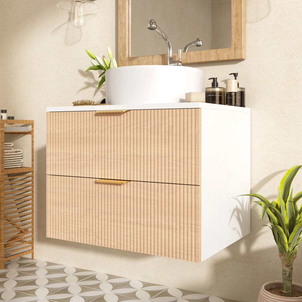 Mobile Bagno Sottolavabo con Lavabo in Ceramica ¨C MINIMAL ¨C 2 Cassetti, MDF, 60 cm