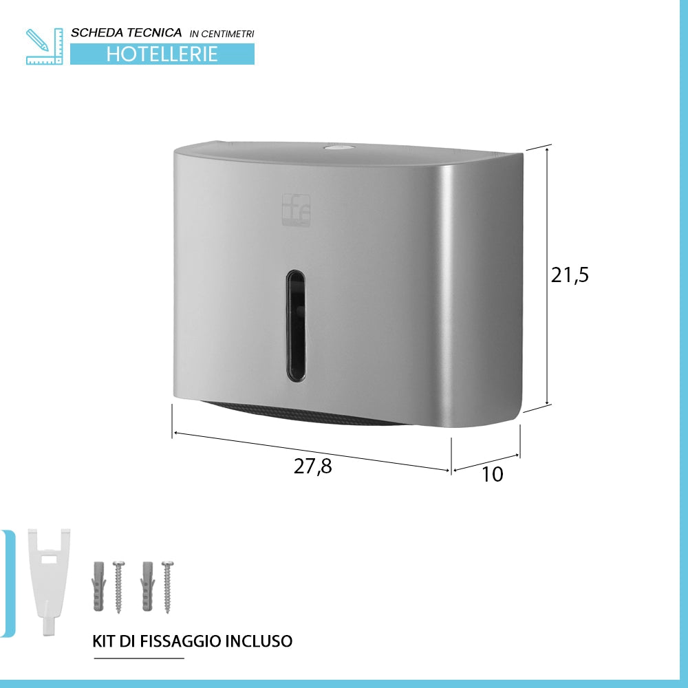 Distributore di salviette max 200 pz per carta piegata in ABS grigio