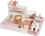Set organizzatore di contenitori trasparente 7 pezzi a pile, multifunzionale per bagno, ufficio e cucina - Contenitori di archiviazione