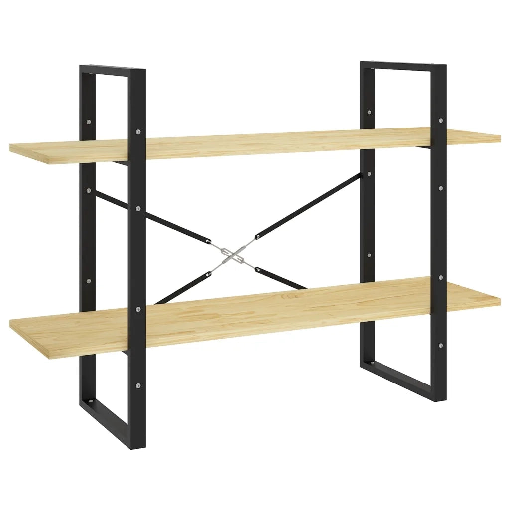 Libreria a 2 Ripiani-Scaffale per Libri-Mobile di Stoccaggio 100x30x70 cm in Legno Massello di Pino