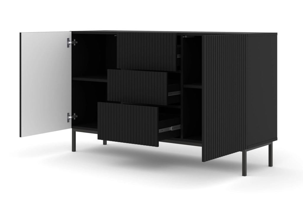MOBILE RAVENNA B MOBILE IN MDF RIVESTITO IN FOGLIO 2D3S 150 NERO OPACO TELAIO NERO