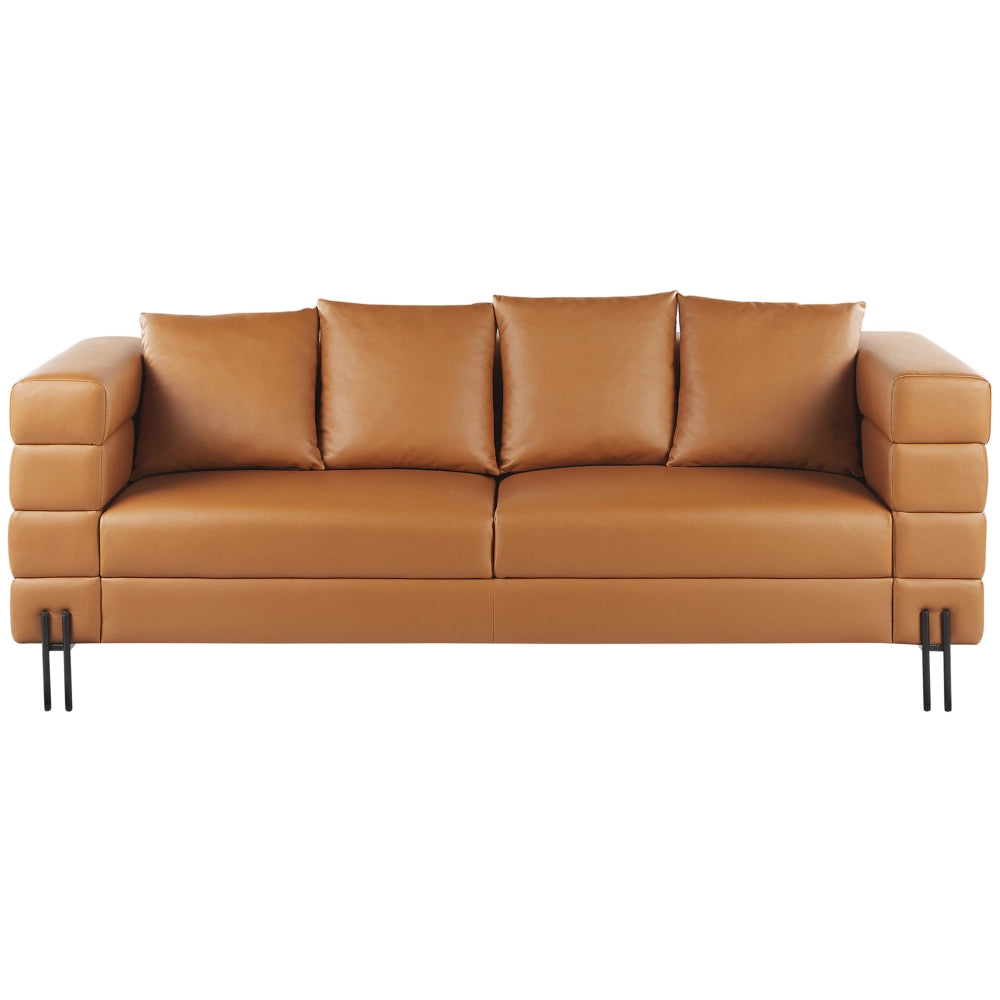 Divano Marrone Ecopelle Gambe In Metallo 3 Posti Design Moderno Mobili Soggiorno Moderni