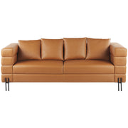 Divano Marrone Ecopelle Gambe In Metallo 3 Posti Design Moderno Mobili Soggiorno Moderni