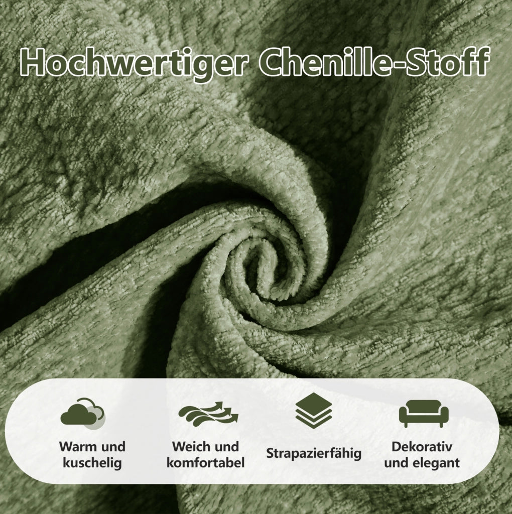 Divano modulare in chenille con cuciture trapuntate 190x86x90 cm; verde