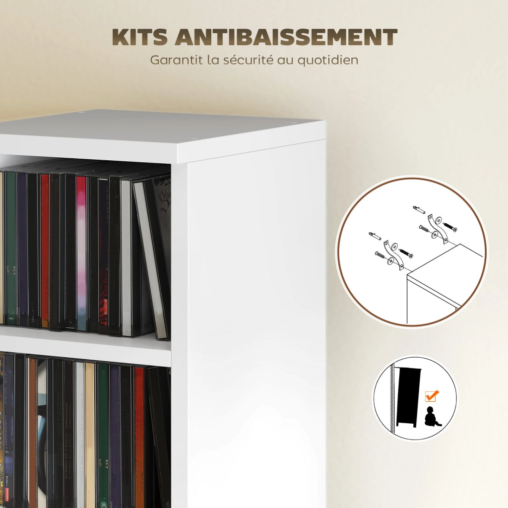 Armadio colonne per CD e DVD ¨C zephmum ¨C 12 ripiani, bianco, 21x22.5x88.5 cm