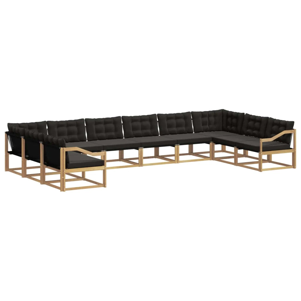 Set di divani da esterno 10 pz Bianco e Nero 3389126