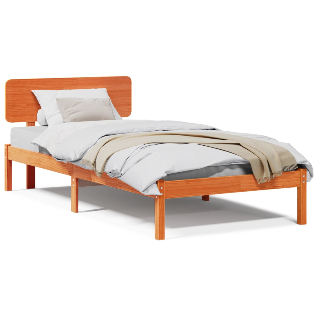 Struttura letto con testiera Cerato marrone 100x200 cm Legno massello di pino