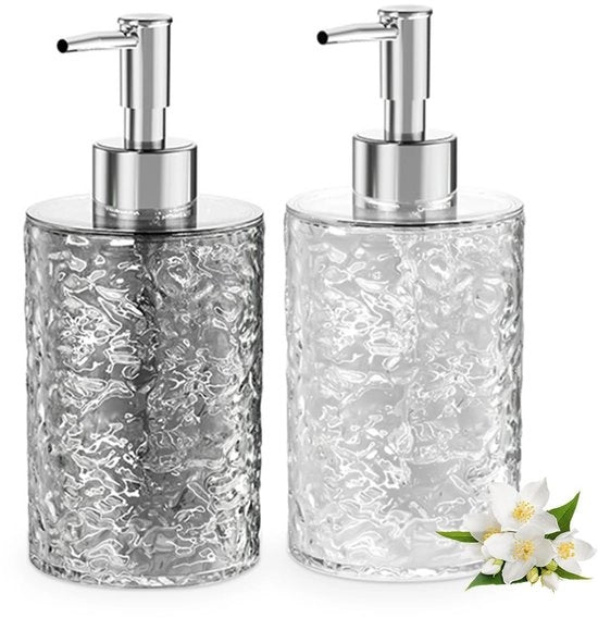 Dispensatore di sapone 400 ml - Set da 2 - Plastica - Adatto per cucina/bagno - Anticorrosione - Progetto moderno - Flacone a pompa