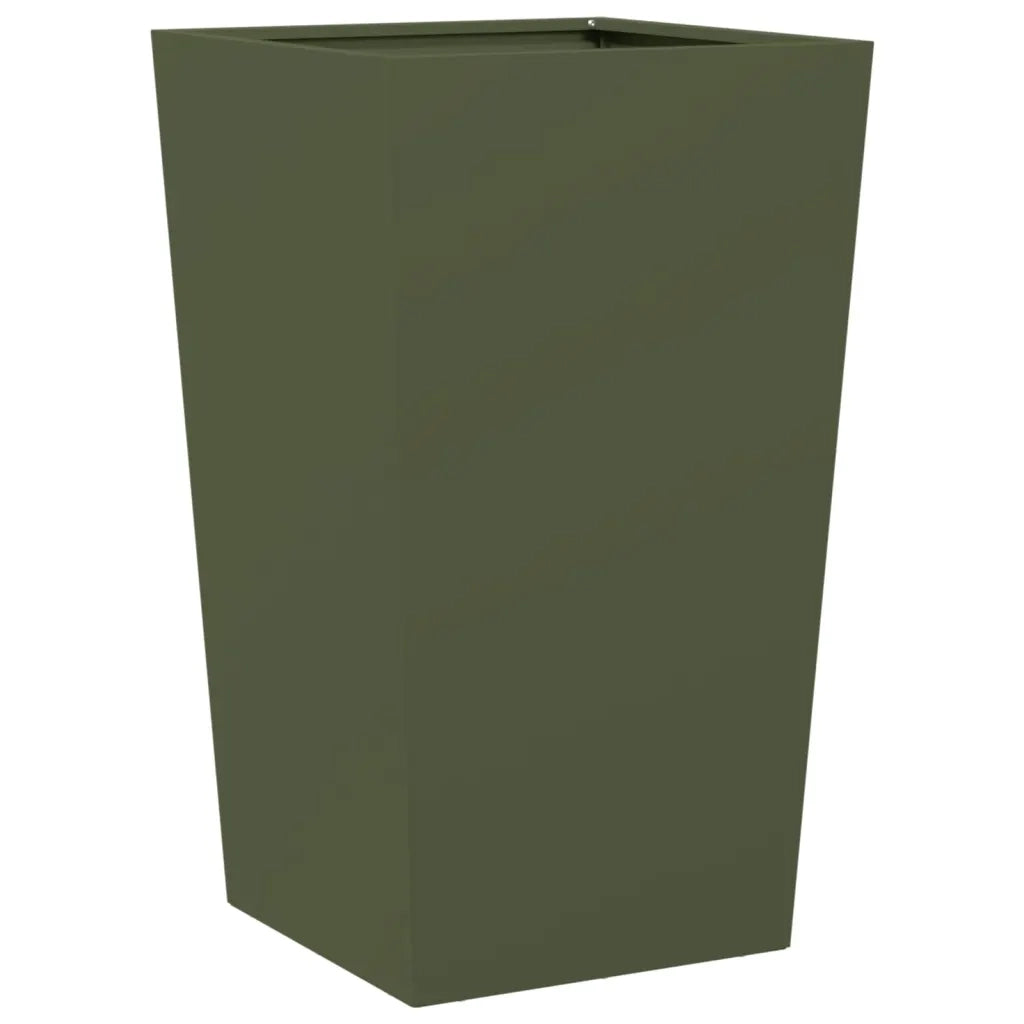 2 pz Fioriere | Cassetta per fiori | Vaso da Giardino Verde Oliva 45x45x75 cm in Acciaio