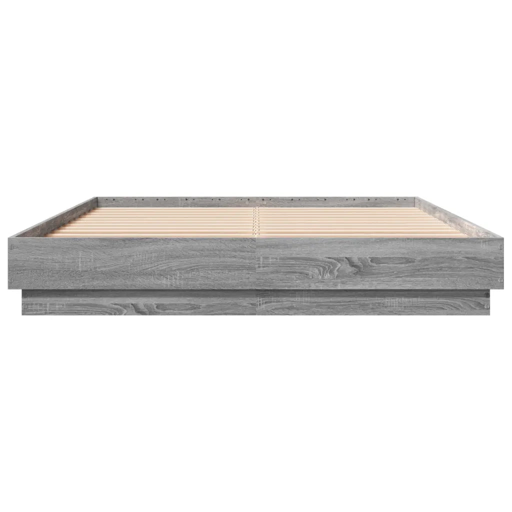 Giroletto con Luci LED-Struttura Letto Grigio Sonoma 160x200 cm