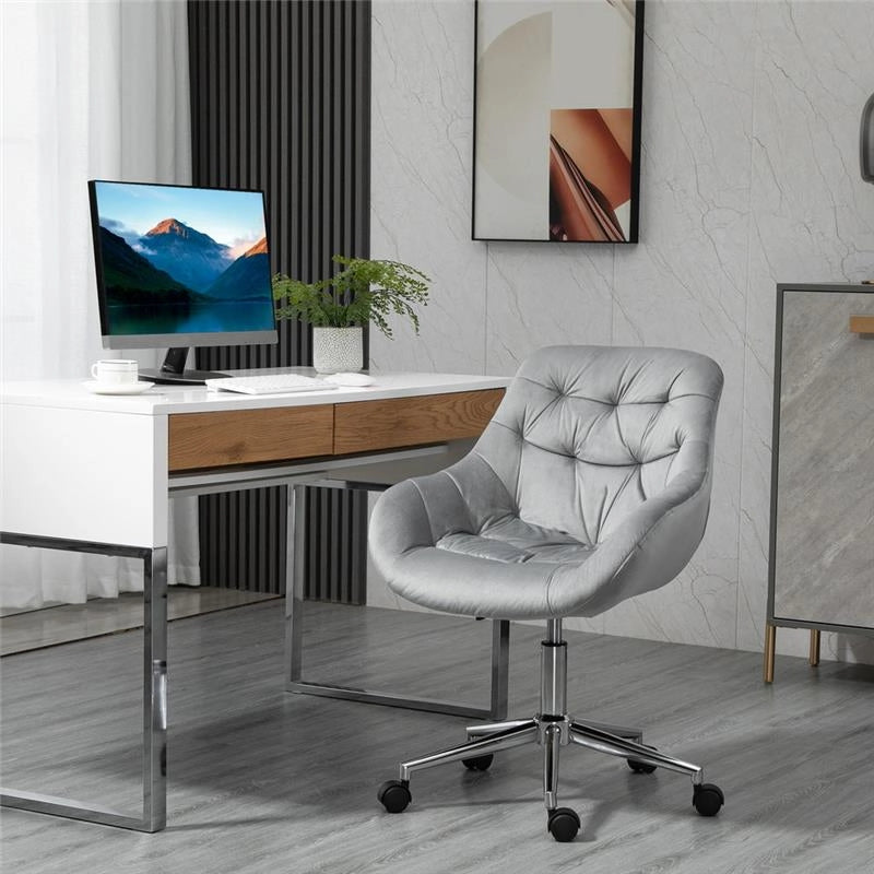 SEDIA DA UFFICIO GIREVOLE CON ALTEZZA REGOLABILE 59 X 58 X 80 IN VELLUTO GRIGIO