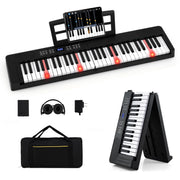 Tastiera pianoforte pieghevole 61 tasti midi cuffie pedale sustain-Tastiera elettronica portatile principianti Nero