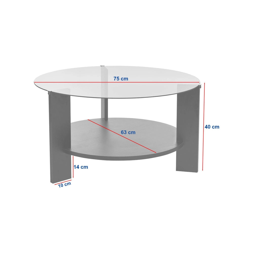 Canevino, Tavolino da Salotto Forma Rotondo, 75x75x40h cm Marrone Rovere