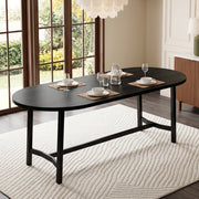 Tavolo da pranzo, per 6-8 persone, stile minimalista, gambe in metallo, 180 x 80 x 75 cm, nero