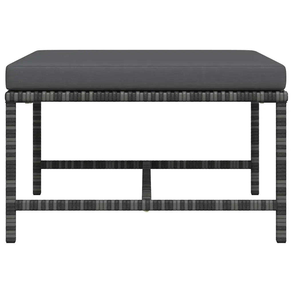 Sedia da giardino-Poggiapiedi Modulare con Cuscino in Polyrattan Grigio