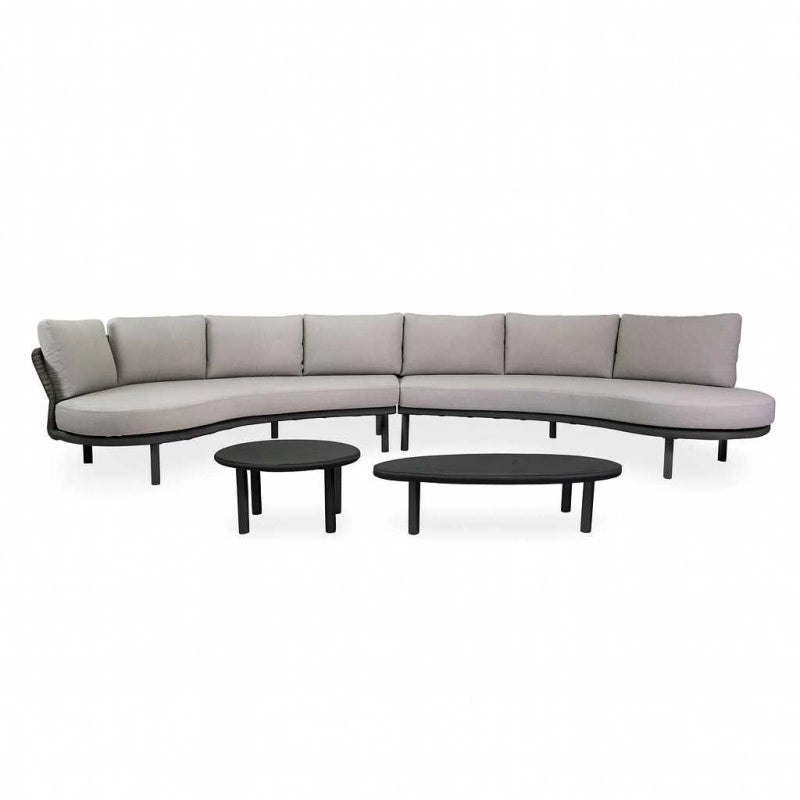 Salotto Alluminio 6 Posti Alubias Con Corda Antracite Cuscini Grigio Tondo