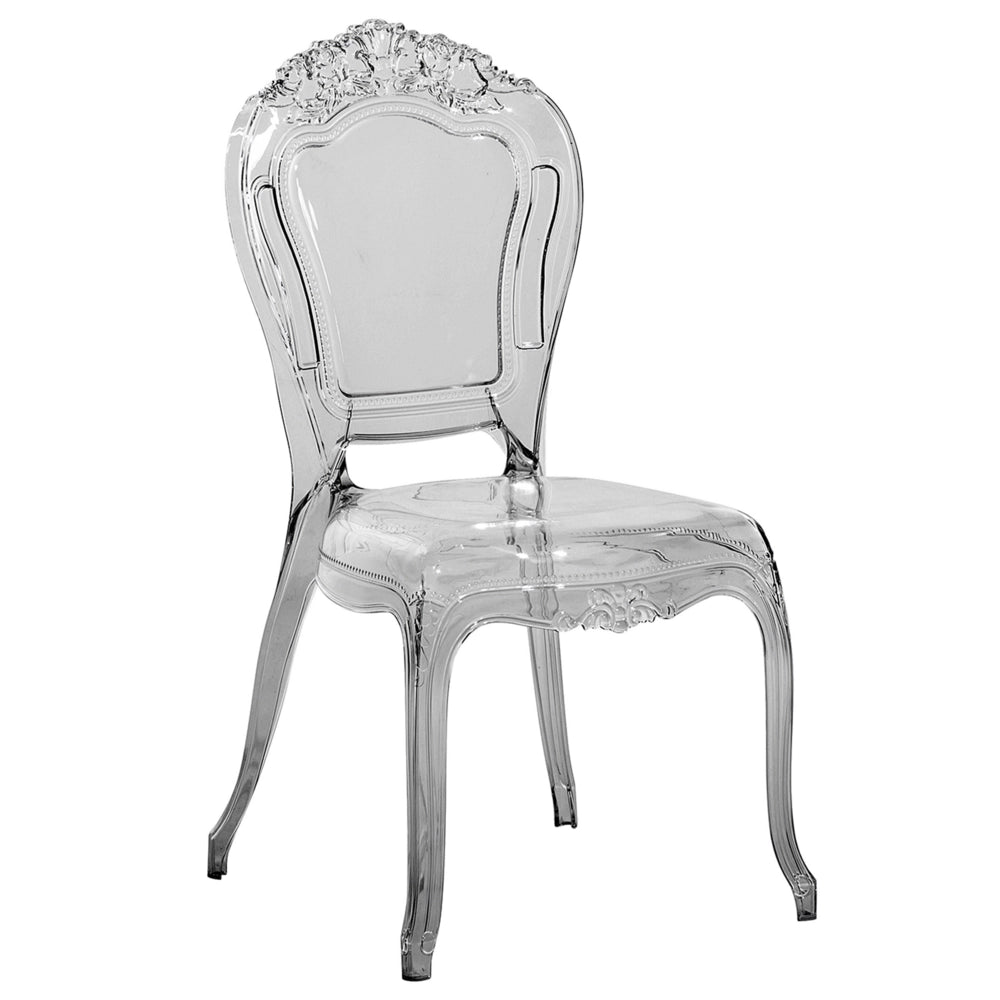 Set di 2 sedie da pranzo Nero trasparente acrilico solido schienale senza braccioli impilabili design vintage moderno