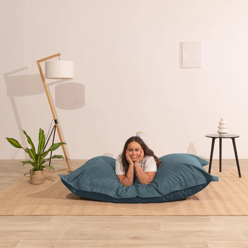 Pouf da Esterno Giardino, Tessuto Impermeabile e Anti-UV, Fodera Lavabile, Imbottitura in Schiuma Molto Confortevole - Pouf Poltrona Sacco Grande (180x140 cm, Grigio Scuro)