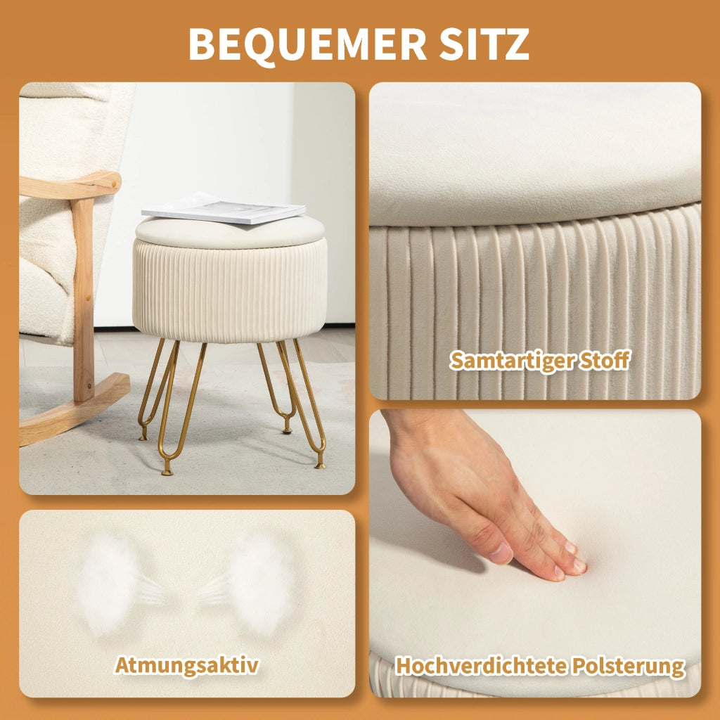 Puffo cassettiera con gambe in metallo ¨C zephmum ¨C crema 40x40x40