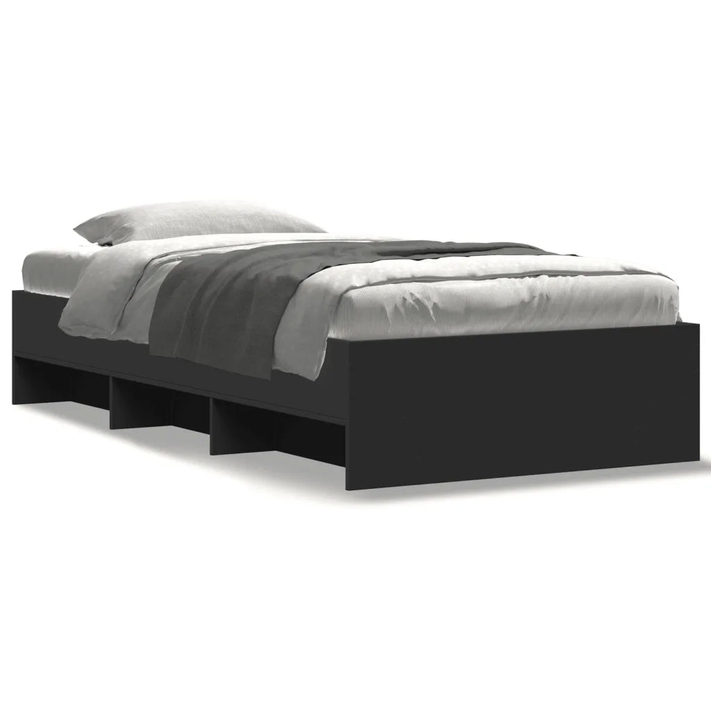 Letto singolo | Letto per adulti | Giroletto Nero 90x190 cm in Legno Multistrato