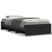 Letto singolo | Letto per adulti | Giroletto Nero 90x190 cm in Legno Multistrato