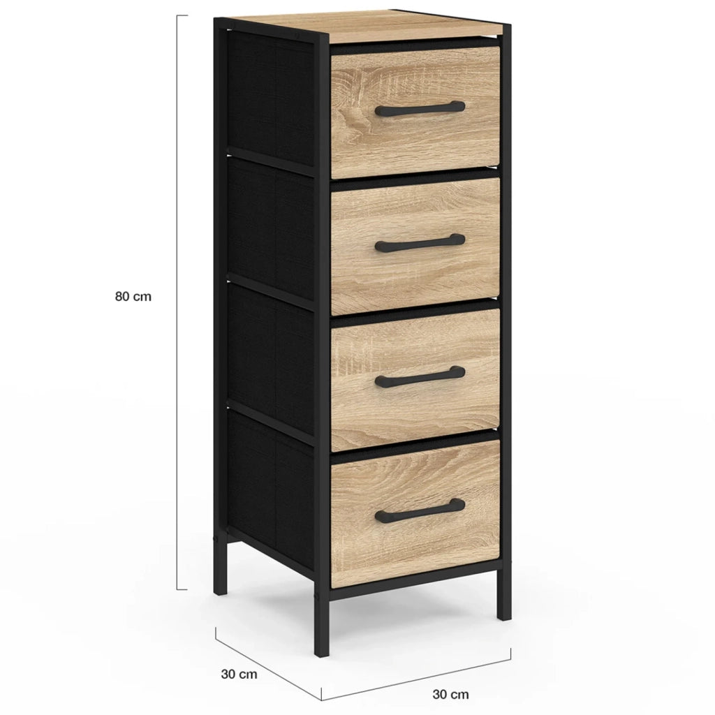 IDMarket - Mobile a 4 cassetti UTAH 30 cm chiffonnier, contenitore di design industriale