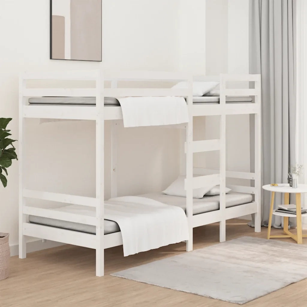 Letto singolo | Letto per adulti | Letto a Castello Bianco 90x200 cm in Legno Massello di Pino