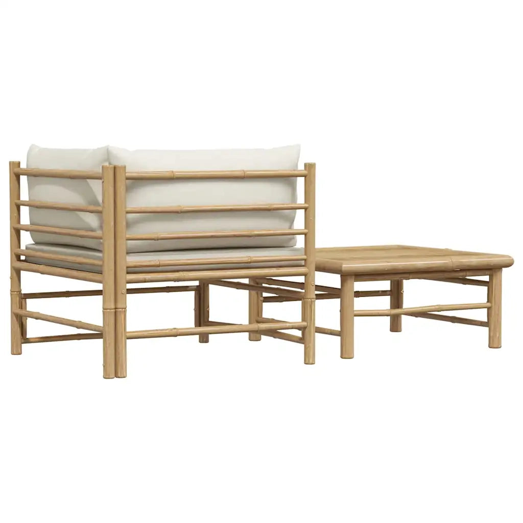 Salotto da Giardino-Set Divani da Giardino 2 pz con Cuscini Bianco Crema in Bamb¨´ 604948