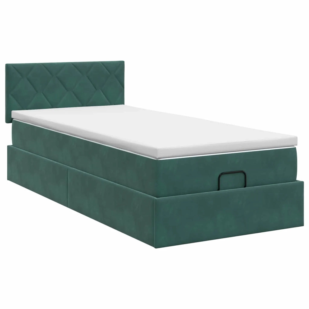 Letto ottomano con materasso Verde Scuro 80 x 200 cm Velluto 3456594