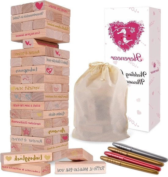 Diario dei guest per matrimoni - 57 pagine personalizzabili - cornice in legno con pennarelli da velluto